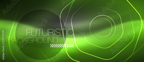 Black and glowing color lines neon design, magin techno template background