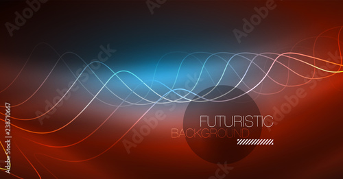 Neon lines wave background. Abstract composition