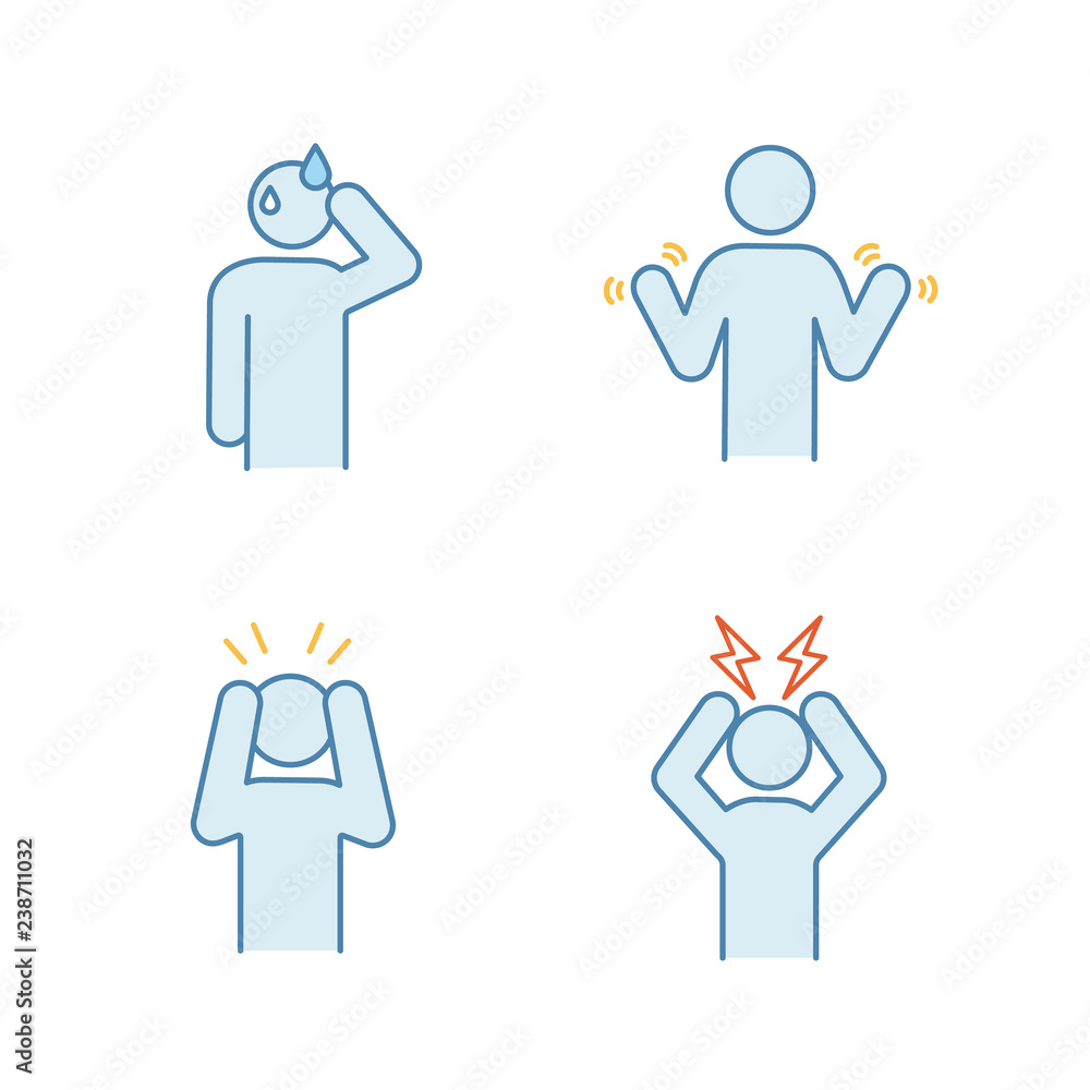 Emotional stress color icons set Emotional stress color icons set