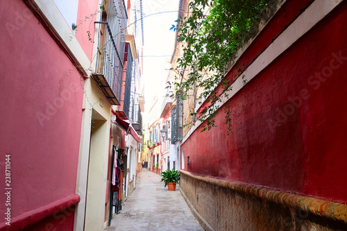 Street in historic center in Seville, Spain