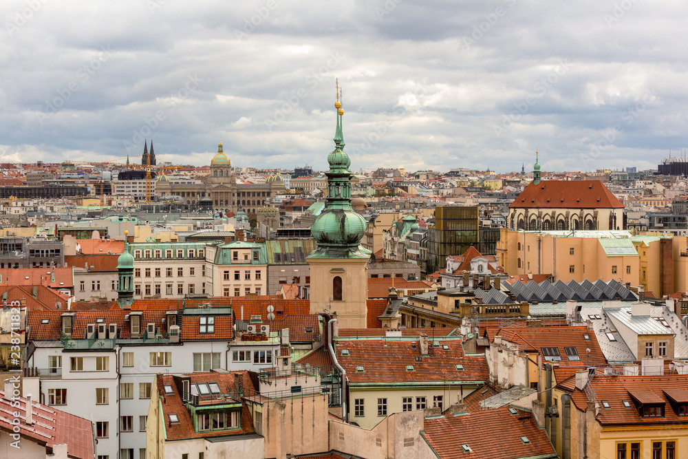 Fototapeta premium Prague Town Square Czech Republic, sunrise city skyline at Astronomical Clock Tower