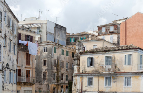 Crumbling buildings in Corfu Town, Greece © Paul
