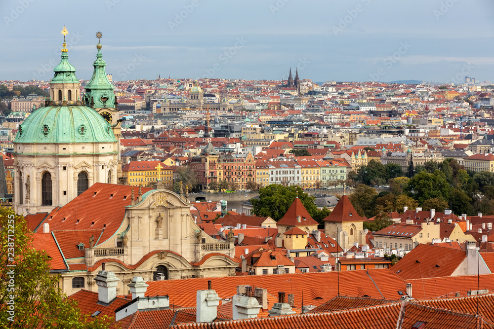 Fototapeta premium Prague Town Square Czech Republic, sunrise city skyline at Astronomical Clock Tower