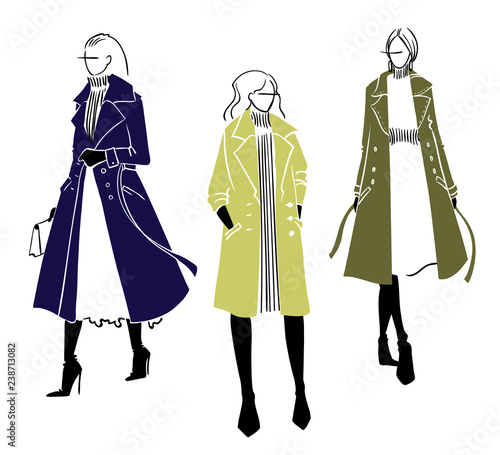 Winter coat. Fashion illustration, vector