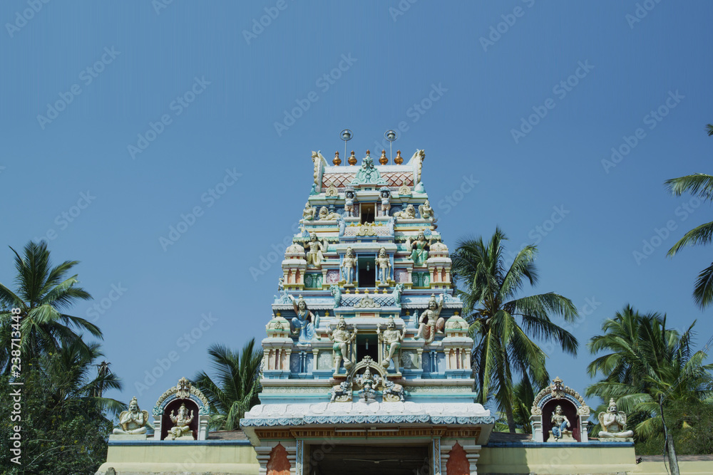 Statues of deities on the outside of a hindu temple