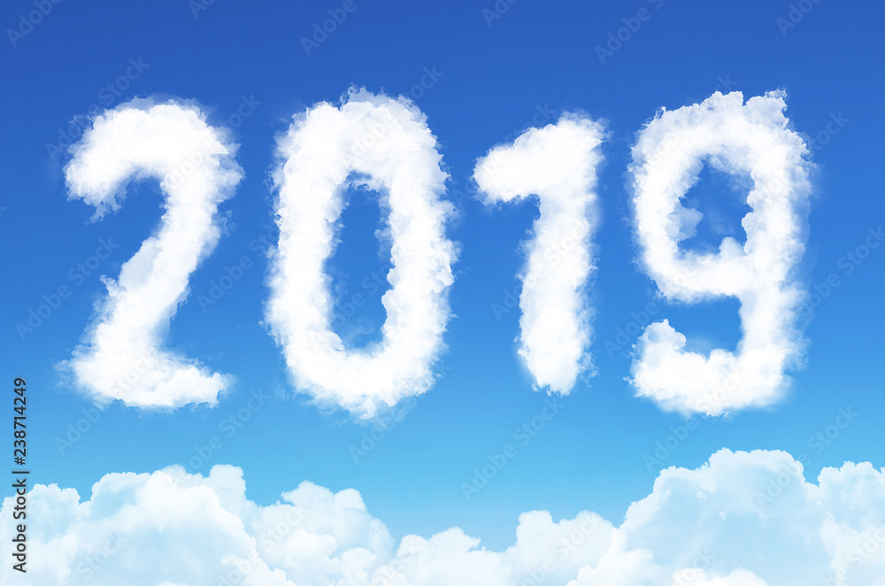 2019 year in the form of clouds in the blue sky, new year. 2019 year in the form of clouds in the blue sky, new year.