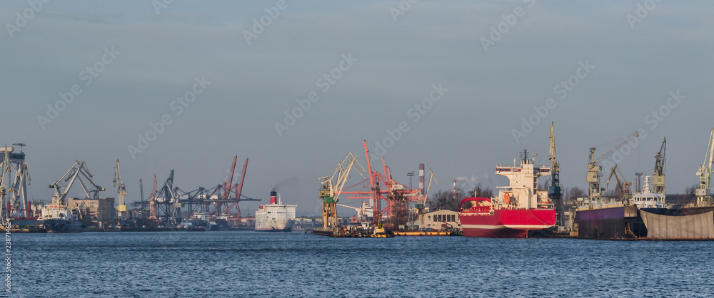 SEAPORT - Cargo ships and Passenger Ferry in Gdynia