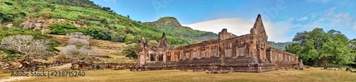 View on the North palace of the Vat Phou temple complex UNESCO World Heritage Site at sunrise time
