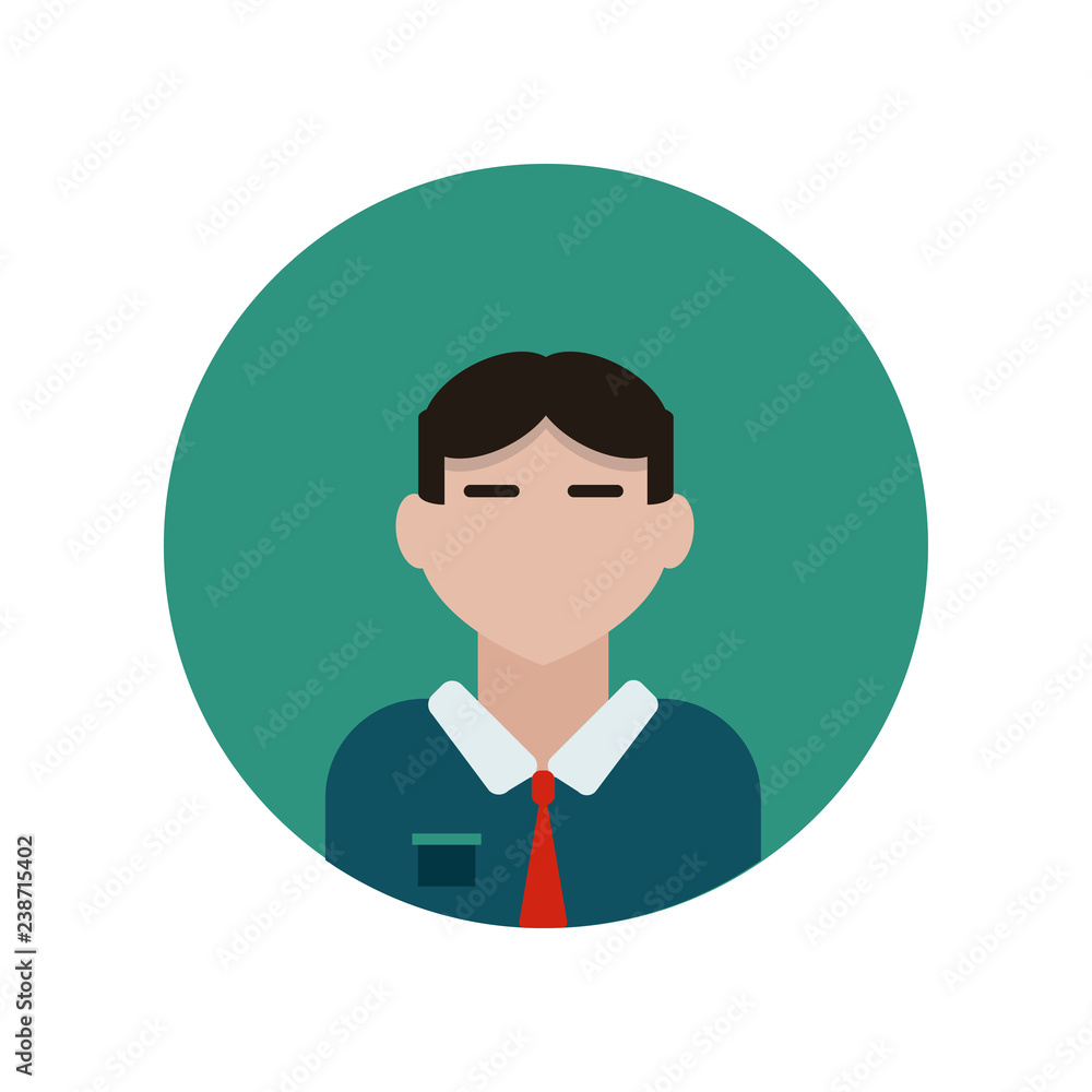 Businessman flat icon isolated on blue background. Simple Professions sign symbol in flat style. Professions elements Vector illustration for web and mobile design.