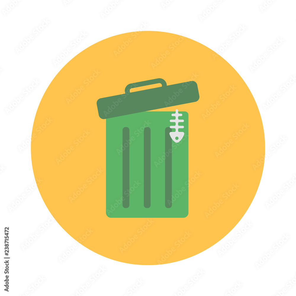 Opened trash can flat icon isolated on yellow background. Simple sign symbol in flat style. Ecology elements Vector illustration for web and mobile design. Opened trash can flat icon isolated on yellow background. Simple sign symbol in flat style. Ecology elements Vector illustration for web and mobile design.