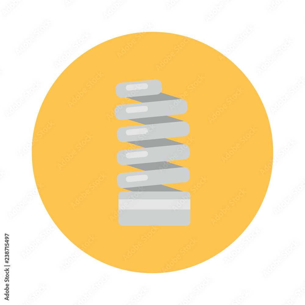 Spiral lamp flat icon isolated on yellow background. Simple sign symbol in flat style. Ecology elements Vector illustration for web and mobile design. Spiral lamp flat icon isolated on yellow background. Simple sign symbol in flat style. Ecology elements Vector illustration for web and mobile design.