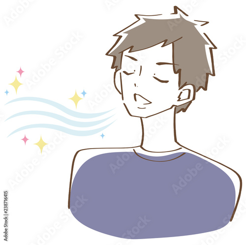 口臭ケア　男性　イラスト