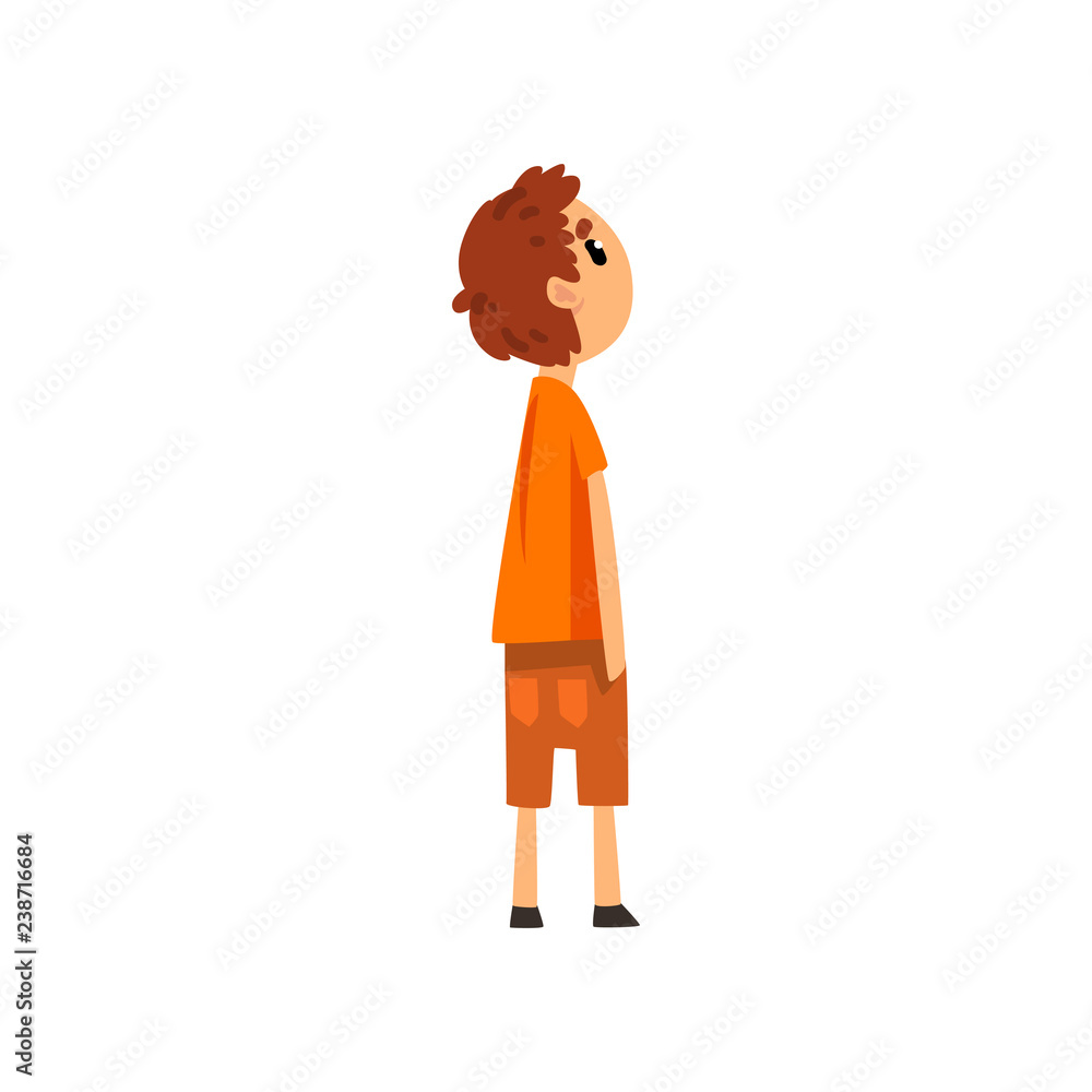Fototapeta premium Boy looking forward to something, side view vector Illustration on a white background