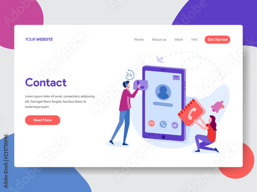 Landing page template of Phone Contacts Illustration. Modern flat design concept of web page design for website and mobile website.Vector illustration