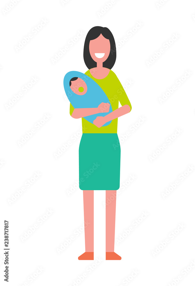 Woman Holding Newborn Baby on Hands, Motherhood