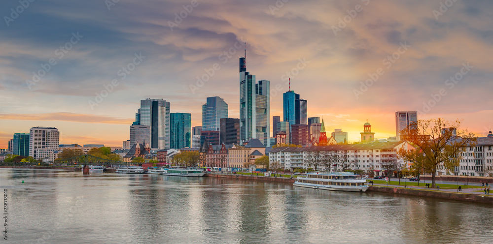 Skyline of Frankfurt, Germany, the financial center of the country