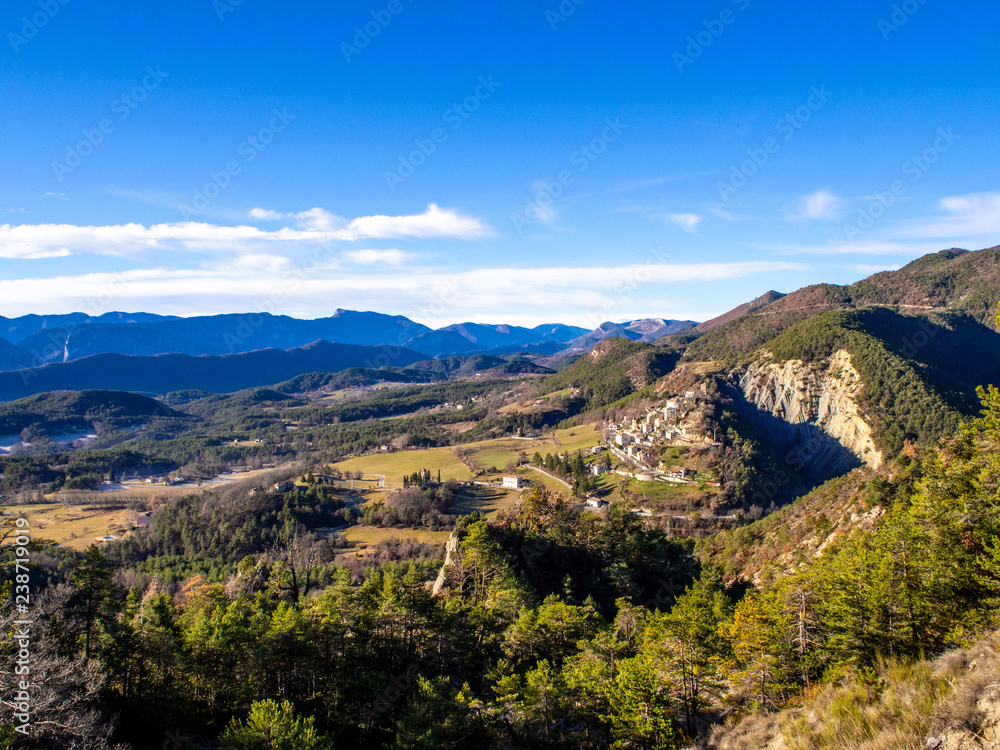 View of valley in south French Alps in French Riviera region