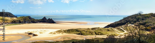 Tableau sur toile Three Cliffs bay banner