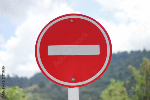 No parking area sign with blur background