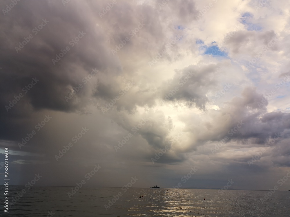 cloud sky water sea horizon Storm over beauty in Nature scenics overcast Dramatic Tranquility thunderstorm no people 