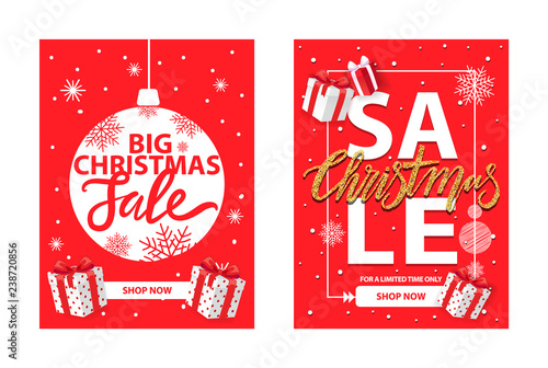 Christmas Sale, Shop Now Leaflet with Lettering