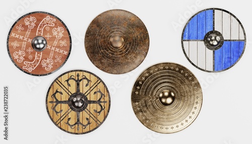 Realistic 3d Render of Viking Shields