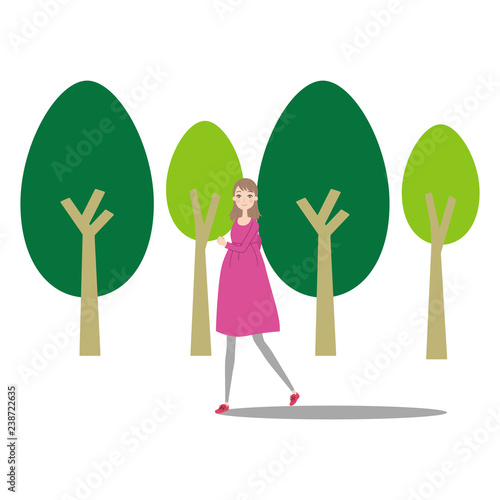 A pregnant woman who walks.