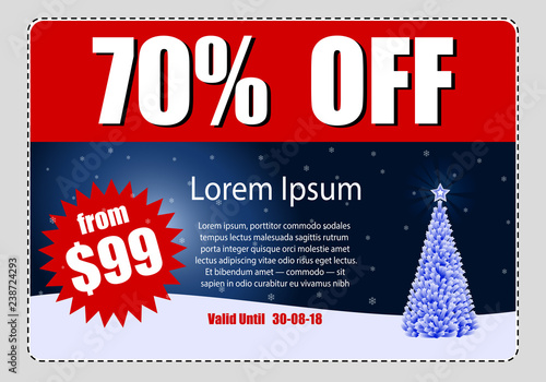 business coupon. Vector illustration Sale of goods and services. Christmas sale. Voucher.