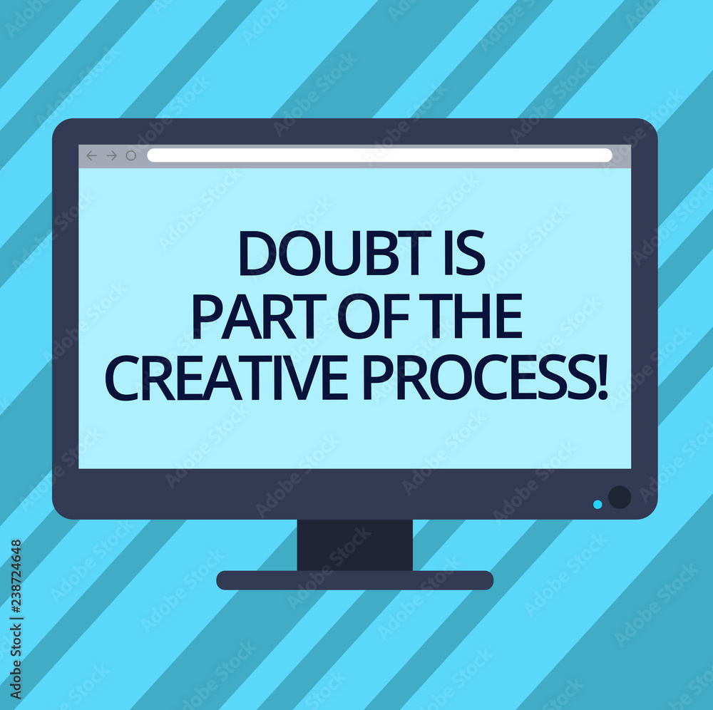 Text sign showing Doubt Is Part Of The Creative Process. Conceptual photo Confusion questions during creation Blank Computer Desktop Monitor Color Screen Mounted with Progress Bar Text sign showing Doubt Is Part Of The Creative Process. Conceptual photo Confusion questions during creation Blank Computer Desktop Monitor Color Screen Mounted with Progress Bar