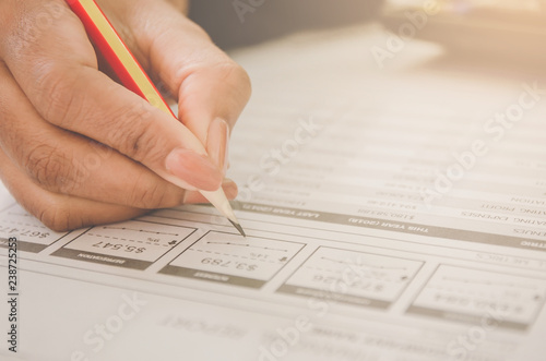 Wallpaper Mural Business concept of financial and accounting with paper sheet of planning data. Torontodigital.ca