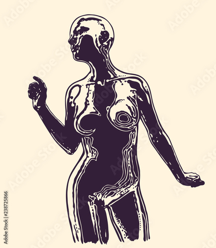 Abstractive Image Of A Nude Young Woman. Vector Illustration.