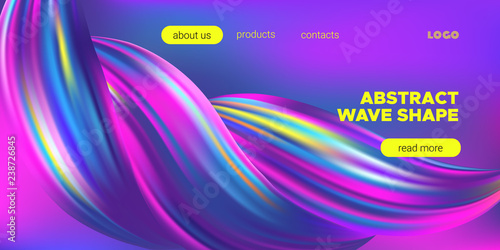 Colorful 3d Abstract Wave Banner.