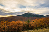 mountains with cloudy sky in autumn 