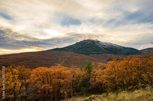 mountains with cloudy sky in autumn 
