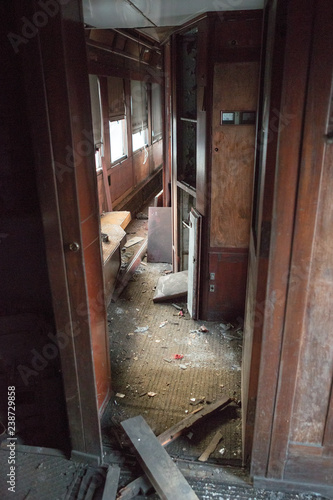 Fotografie, Obraz Inside of abandoned orient express in Malaszewice, Poland