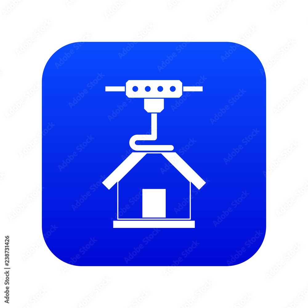 3d printer printing house icon digital blue for any design isolated on white vector illustration 3d printer printing house icon digital blue for any design isolated on white vector illustration