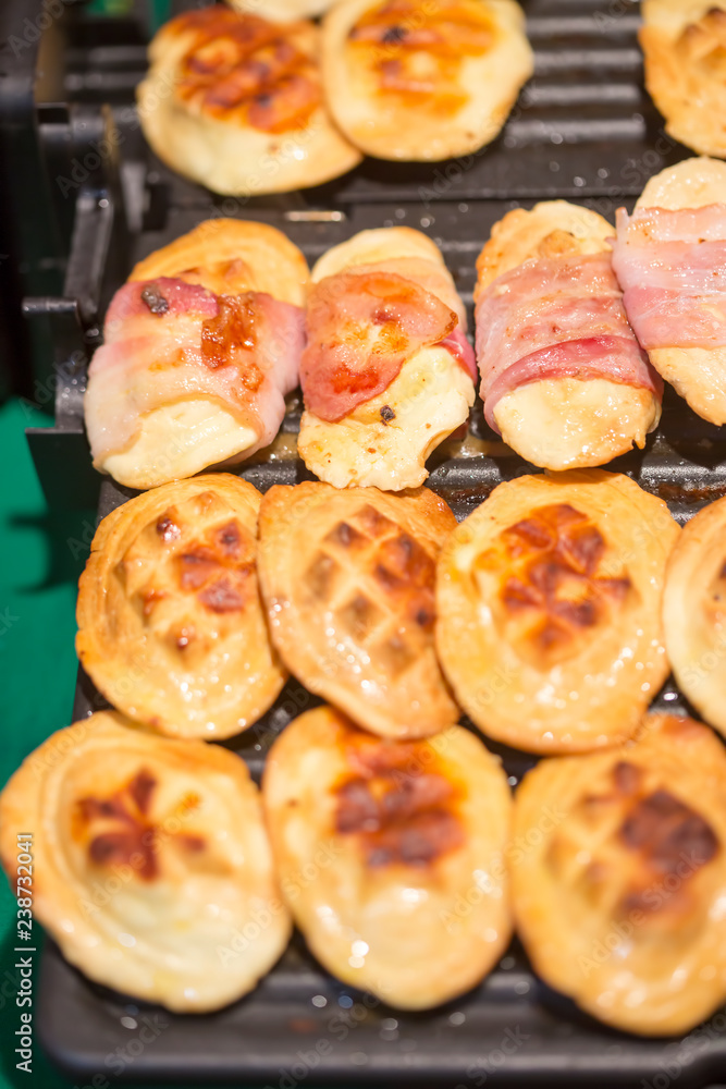 Fried cheese oscypek with bacon. Fried cheese oscypek with bacon.