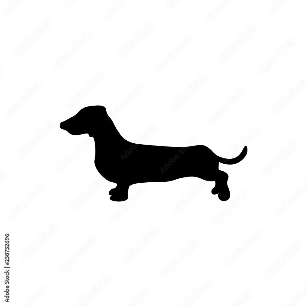 Dog silhouette sign. Dachshund