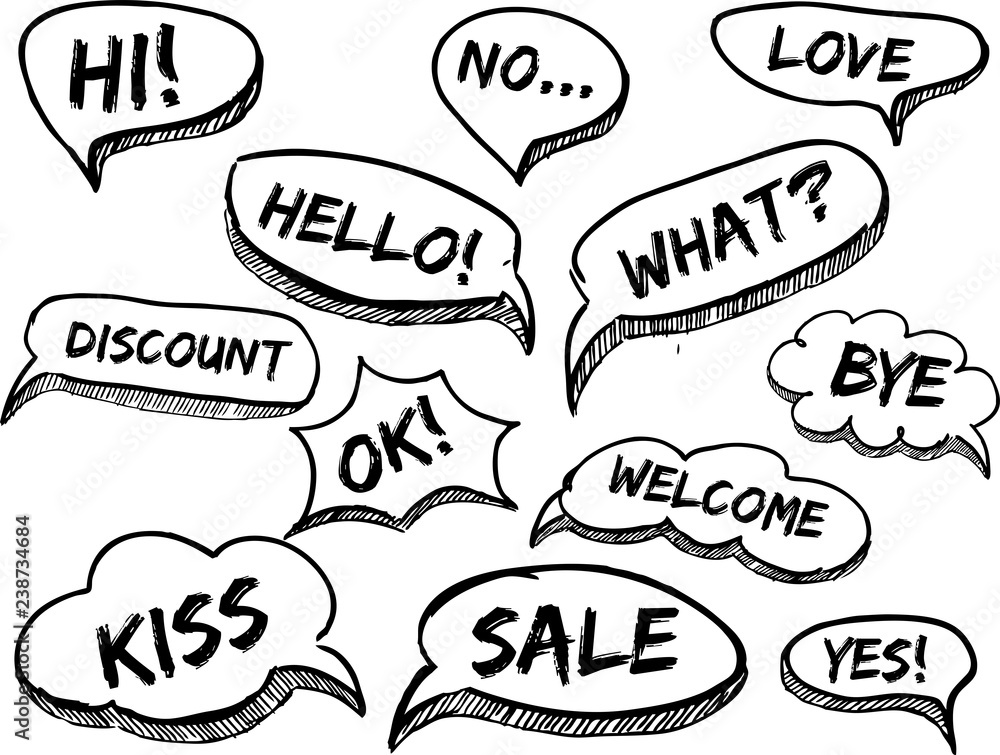 Vector speech bubbles background set. Vector speech bubbles background set.