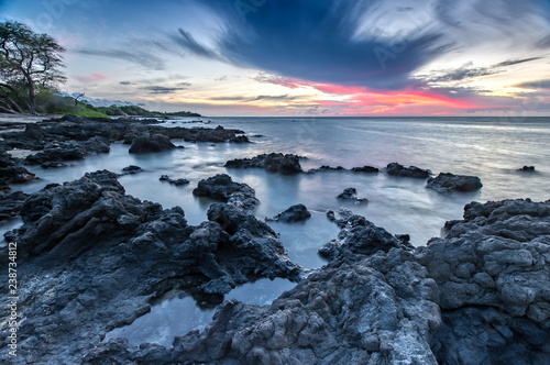 Sunset at Anaehoomalu Beach in Big Island, Hawaii
