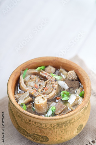 The national dish of nomadic peoples of Mongolia, Kalmykia, Tuva, Buryatia, Kazakhstan, Asia Europe East. Liver soup liver fat tripe onion lamb sheep