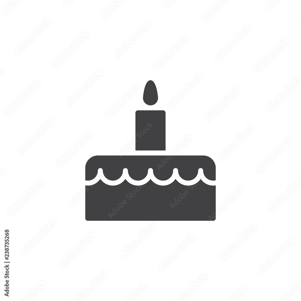 Party cake vector icon. filled flat sign for mobile concept and web design. Cake with candle simple solid icon. Symbol, logo illustration. Pixel perfect vector graphics Party cake vector icon. filled flat sign for mobile concept and web design. Cake with candle simple solid icon. Symbol, logo illustration. Pixel perfect vector graphics