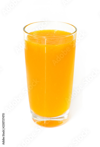 Orange juice on white background