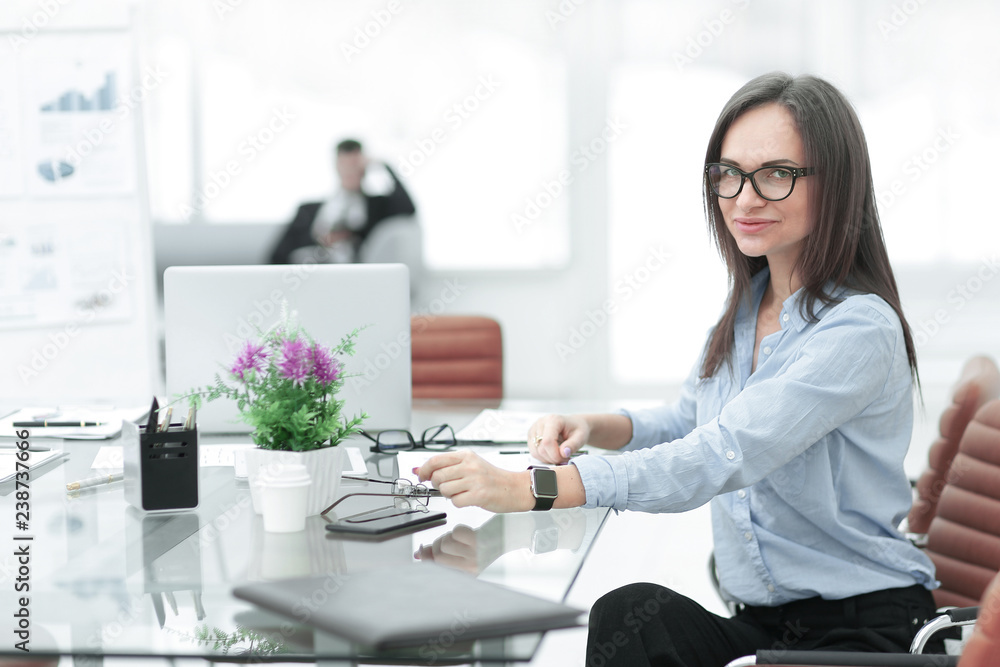successful business woman on work place in office successful business woman on work place in office