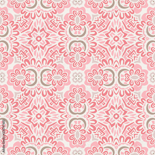 geometric Decorative pink tile pattern design .