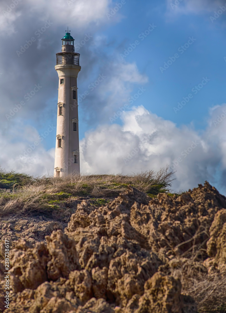 lighthouse on rocky coast 