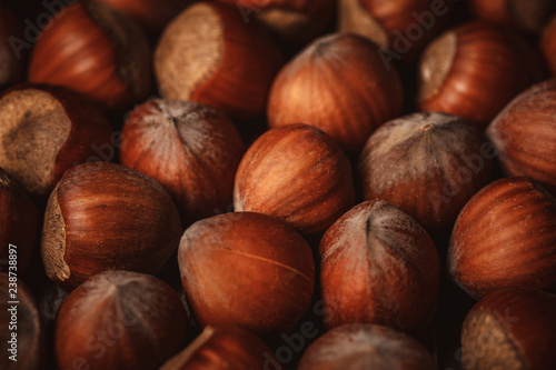 full frame of shelled hazelnuts as backdrop
