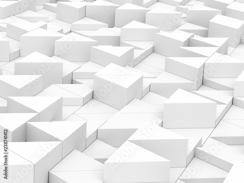 Abstract white blocks, 3d rendering