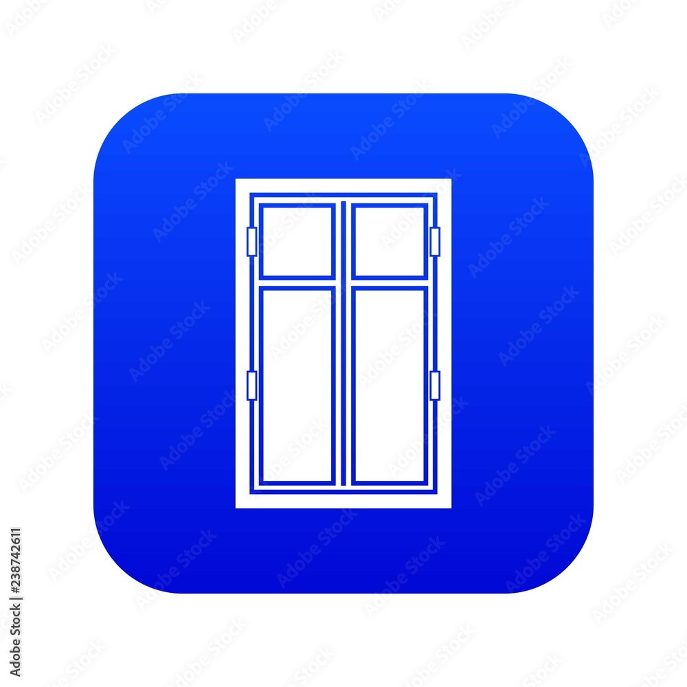 Wooden window icon digital blue for any design isolated on white vector illustration Wooden window icon digital blue for any design isolated on white vector illustration