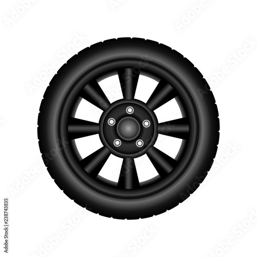 Wheel Black Disc. Vector design. White background.